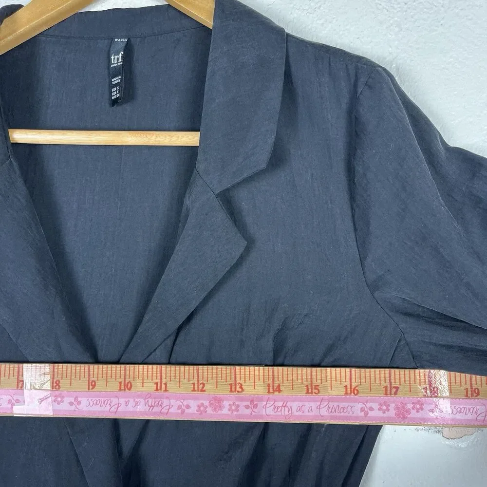Zara TRF Black Wrap Blazer Romper Lyocell Belted Long Sleeve Size S